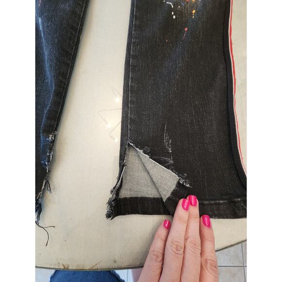 Kilogram Black Wash Denim Jeans Splattered Paint SZ 38 - Picture 11 of 13